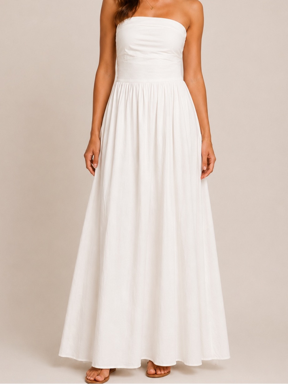 Sleeveless cotton long dress